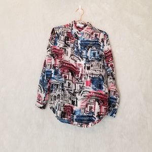 Equipment Paris Pattern Button Up Blouse